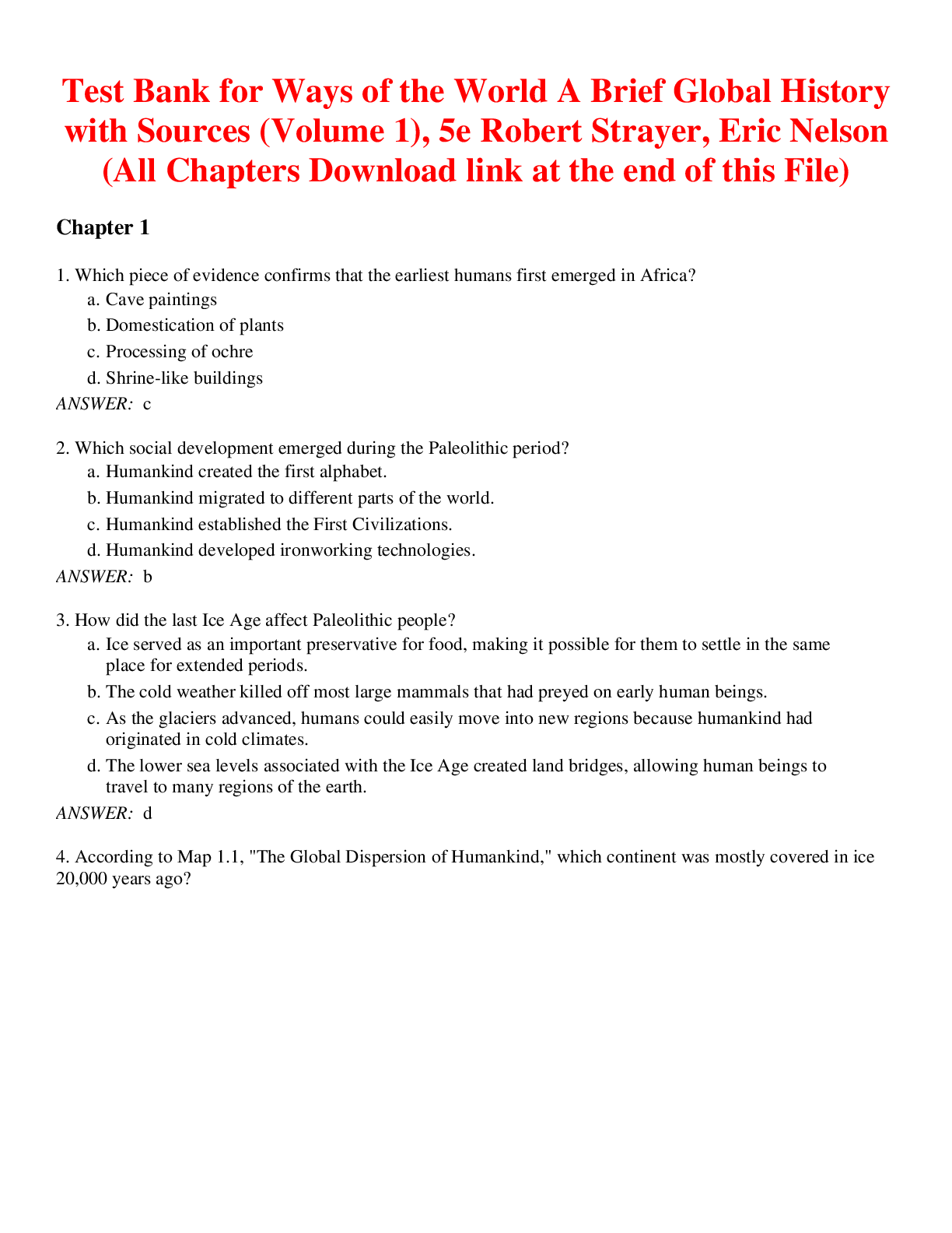 Preview of Ways of the World A Brief Global History with Sources (Volume 1), 5e Robert Strayer, Eric